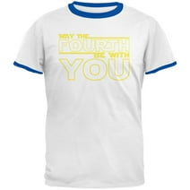 May The Fourth Be With You Mens Ringer T Shirt White-Royal MD