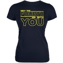 May The Fourth Be With You Navy Juniors Soft T-Shirt - 2X-Large