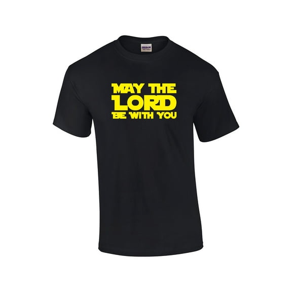 May The Lord Be with You Funny Christian Adult Short Sleeve T-shirt-Black-Large