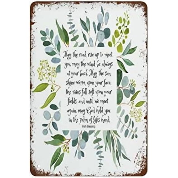 May The Road Rise Up To Meet You Irish Blessing Print - Vintage Metal Tin Sign For Home, Coffee Gift For Men - 8x12 Inch