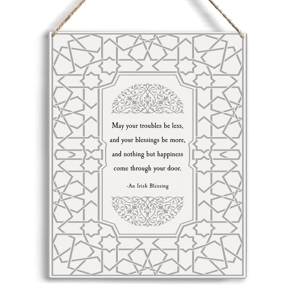 May Your Troubles Be Less And Your Blessings Be More And Nothing But Happiness Come Through Your Door Wooden Hanging Sign Ireland Gifts Irish Blessing Wall Decor 8x10 Inch