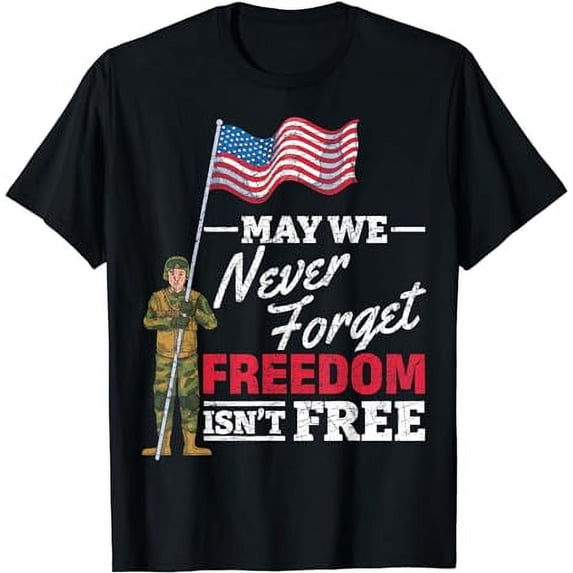 May We Never Forget Freedom Isnt Free US Flag Memorial Day T-Shirt
