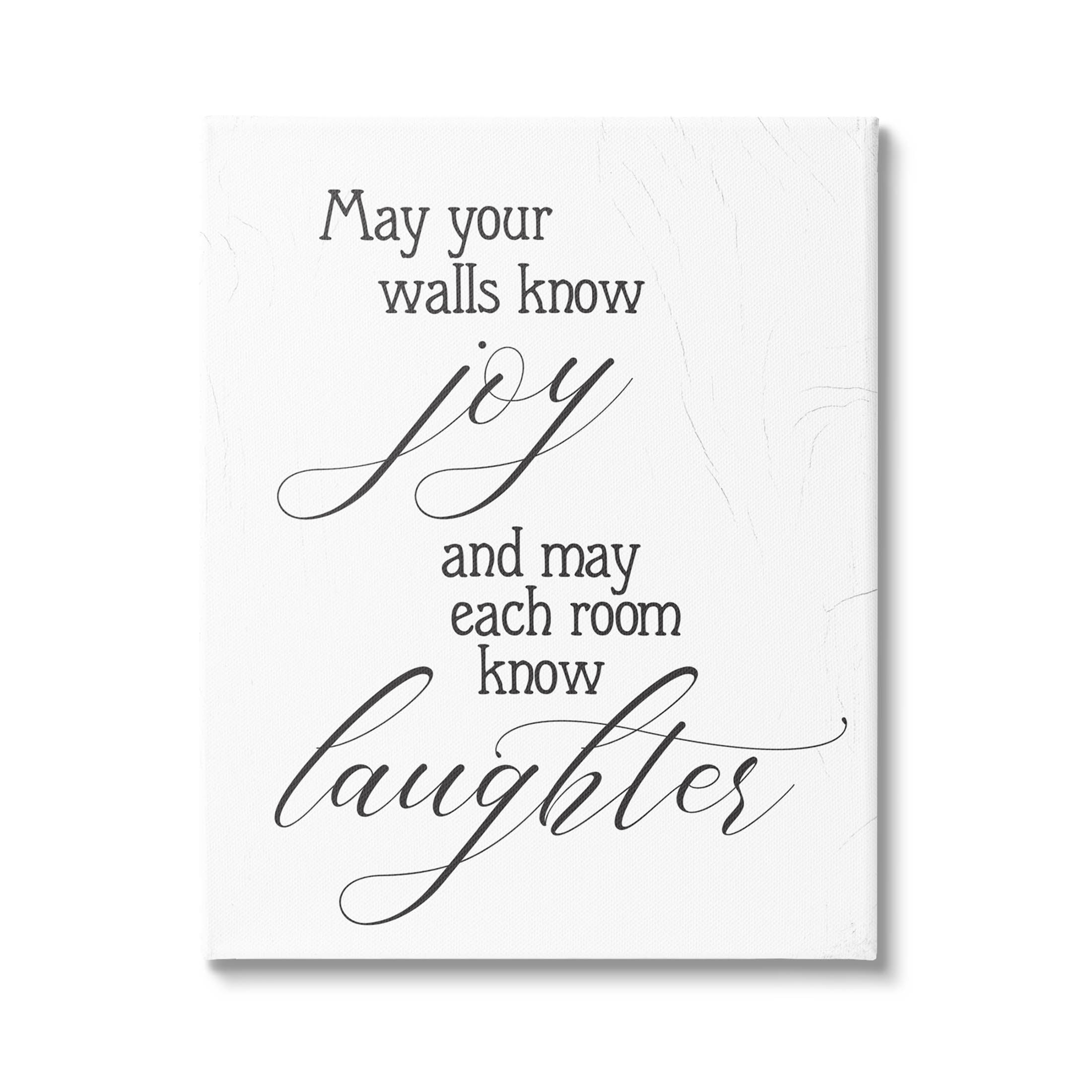 May Your Walls Know Joy Uplifting Phrase Inspirational Graphic Art Gallery Wrapped Canvas Print Wall Art