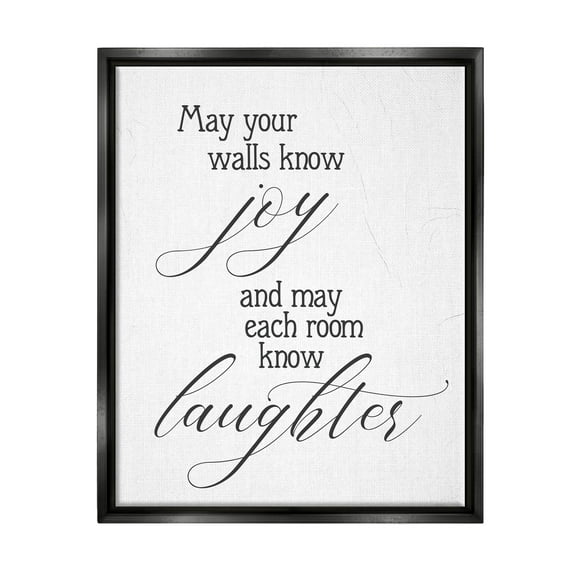 May Your Walls Know Joy Uplifting Phrase Inspirational Graphic Art Jet Black Framed Art Print Wall Art