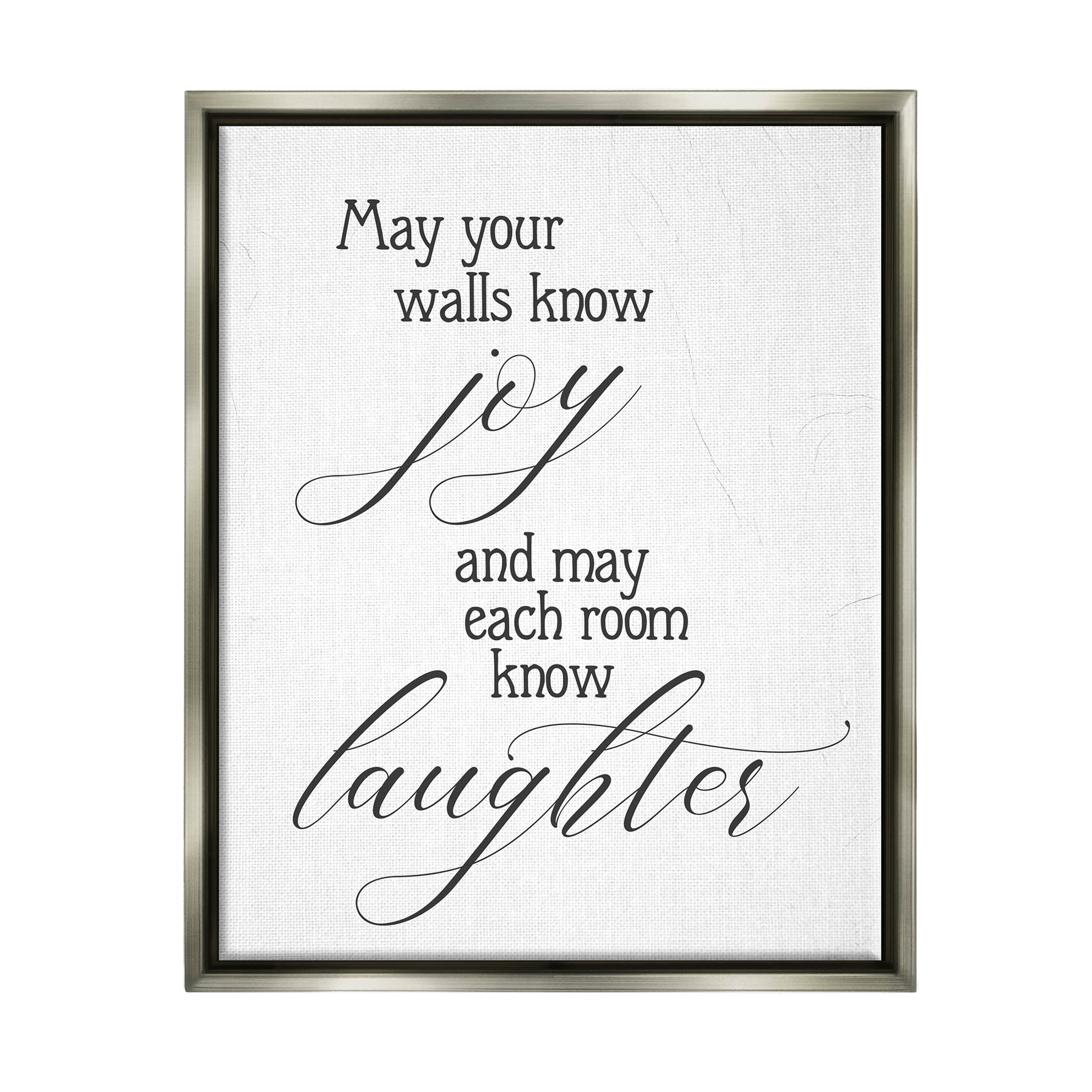 May Your Walls Know Joy Uplifting Phrase Inspirational Graphic Art Luster Gray Framed Art Print Wall Art
