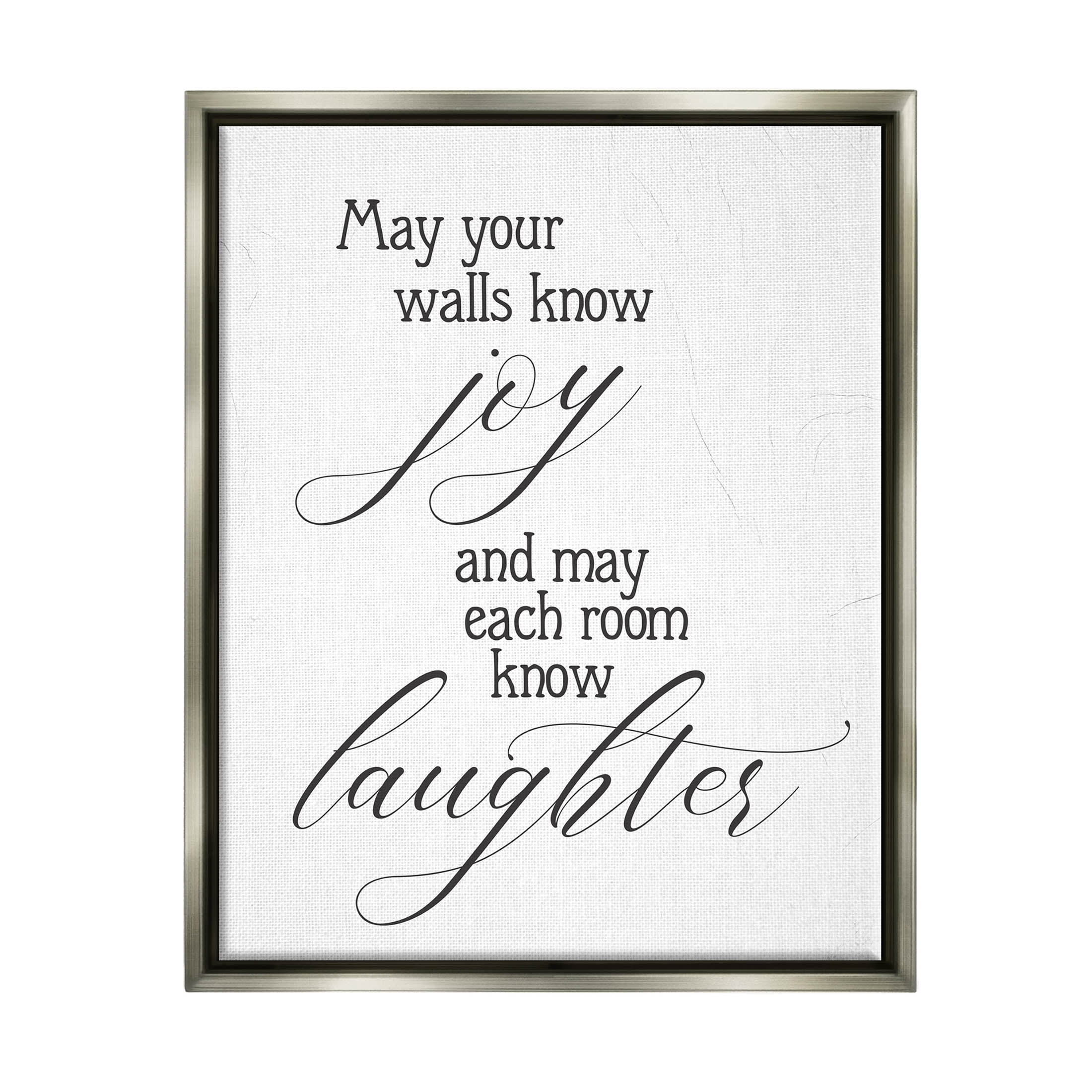 May Your Walls Know Joy Uplifting Phrase Inspirational Graphic Art Luster Gray Framed Art Print Wall Art