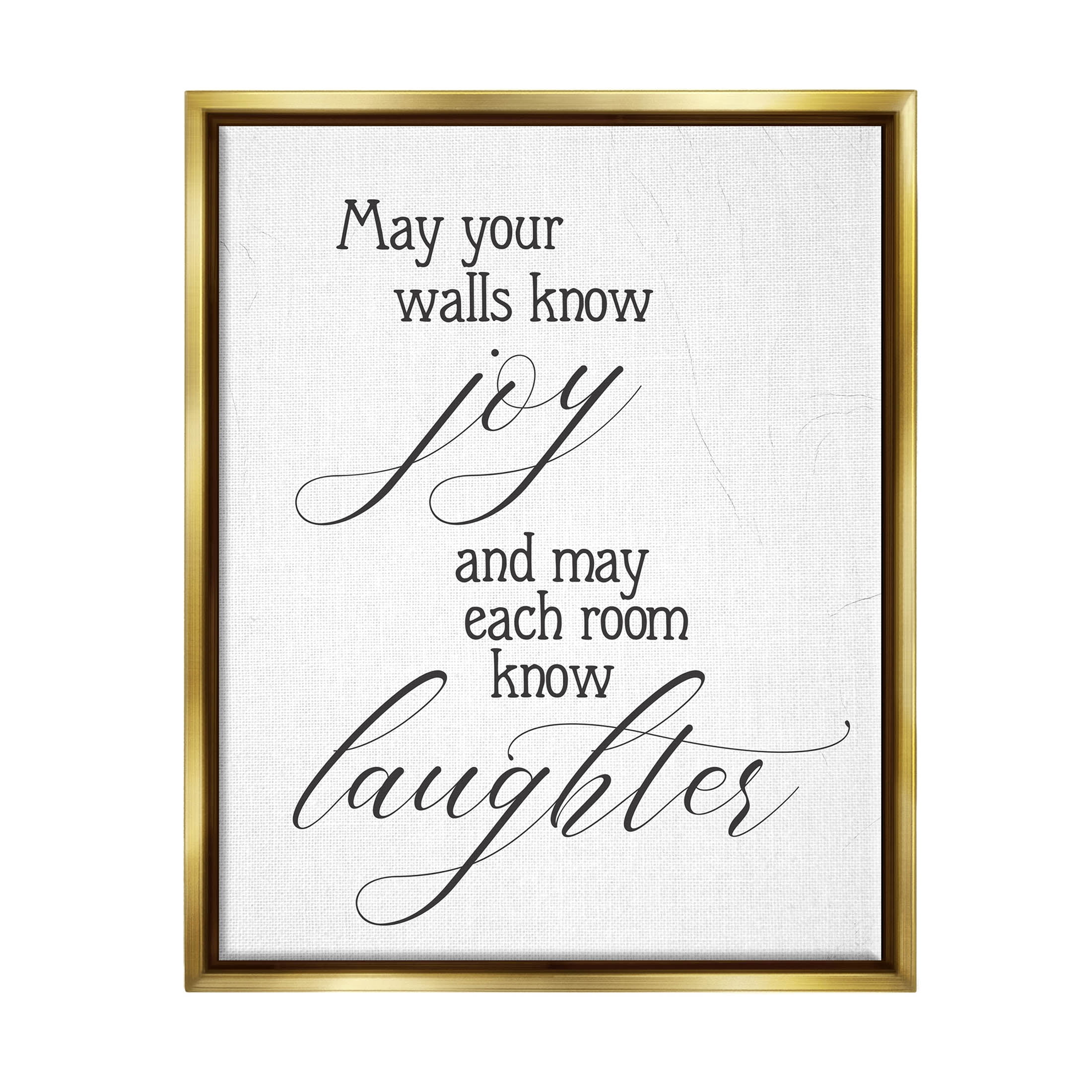 May Your Walls Know Joy Uplifting Phrase Inspirational Graphic Art Metallic Gold Framed Art Print Wall Art
