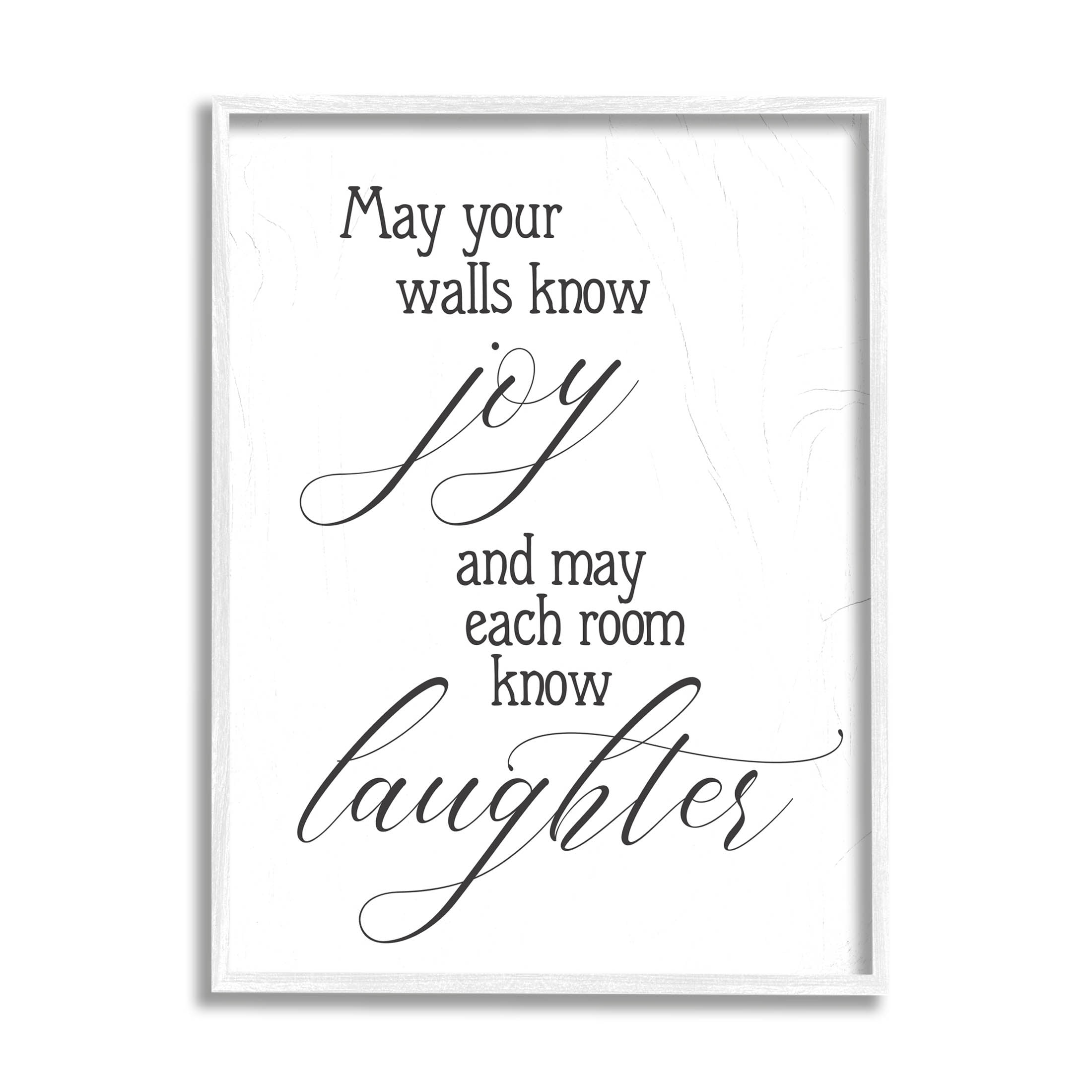 May Your Walls Know Joy Uplifting Phrase Inspirational Graphic Art White Framed Art Print Wall Art