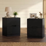 May in Color 2-Drawer Nightstand Set of 2, Handless Bedside Table for Bedroom, Living Room, Hallway, Black