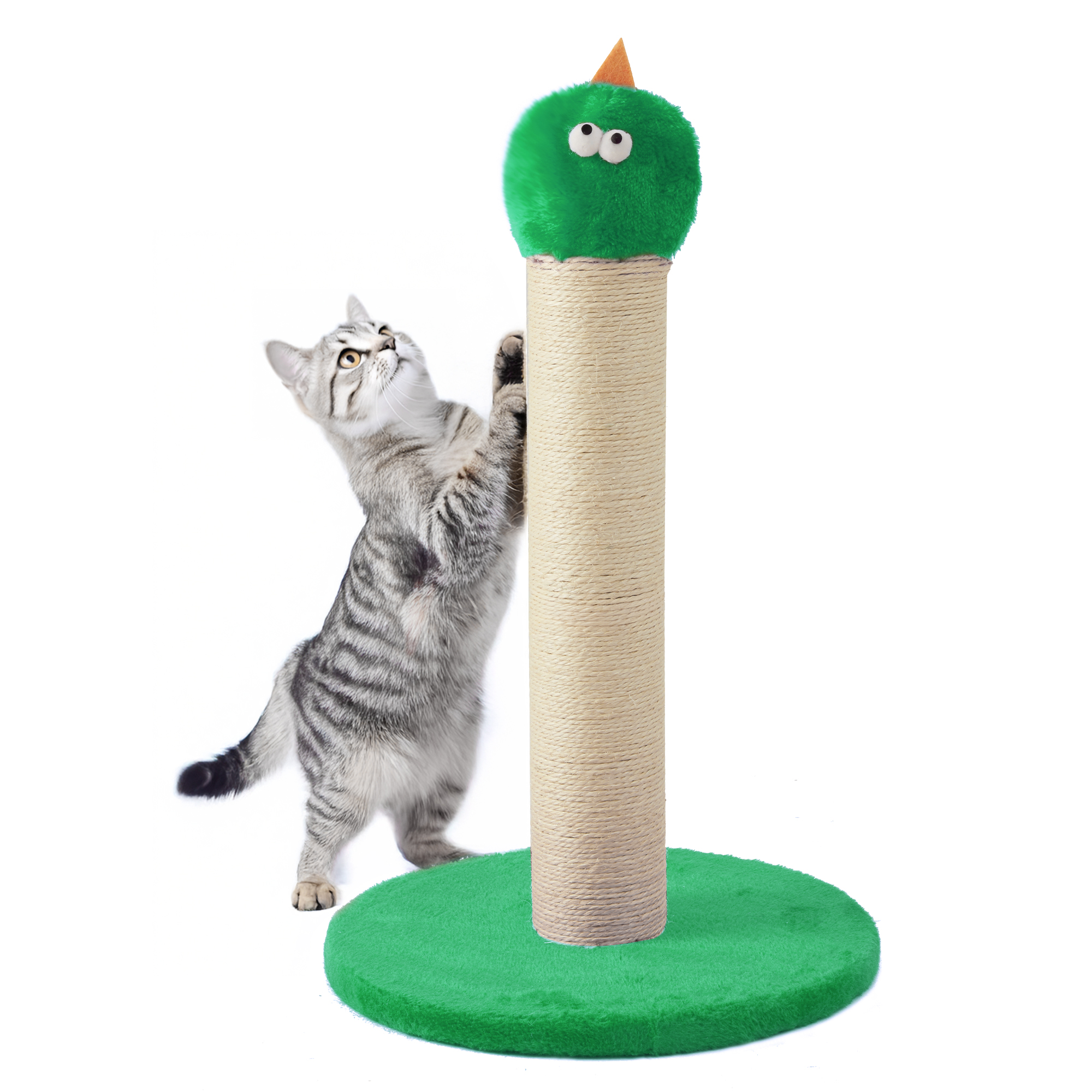 May in Color 22-Inch Cat Scratching Post , Durable Sisal Scratch Post for Indoor Cats, Monster-Shaped Cat Scratcher for Kittens & Large Cats, Green