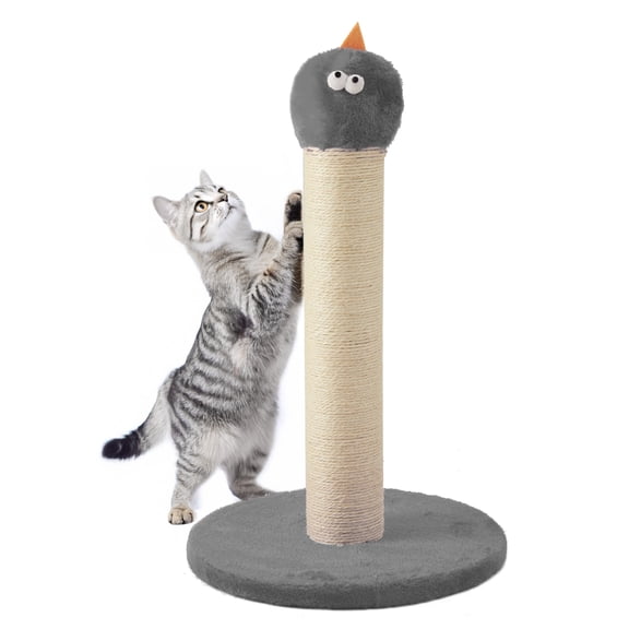 May in Color 22-Inch Cat Scratching Post , Durable Sisal Scratch Post for Indoor Cats, Monster-Shaped Cat Scratcher for Kittens & Large Cats, Grey
