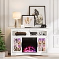 thumbnail image 1 of May in Color 47'' Farmhouse TV Stand with 18'' Fireplace Insert, TV Console with Adjustable Shelves, Glass Doors & LED Lights, 1 of 9