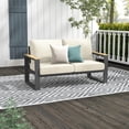 thumbnail image 1 of May in Color Aluminum Outdoor Loveseat, All-Weather Metal Patio Furniture Sofa, Patio Sofa Chair for Porch Backyard Garden, Beige, 1 of 8