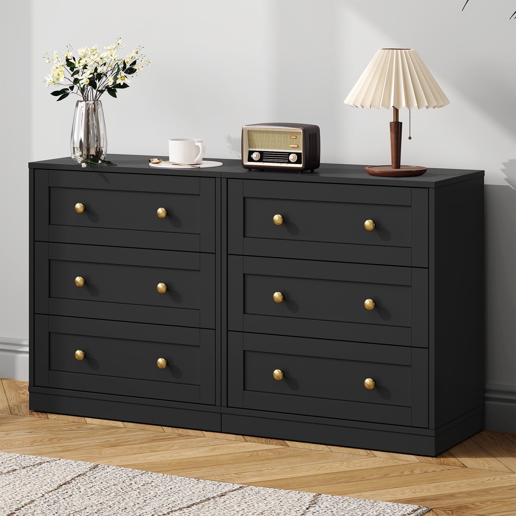black and gold nightstand and dresser set Kendall - 2-Drawer Nightstand
