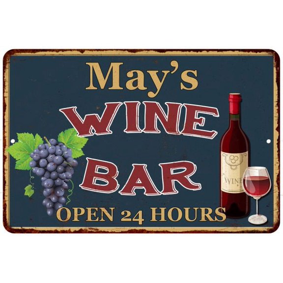 May's Green Wine Bar Wall Decor Kitchen Gift 8x12 Metal 108120043021