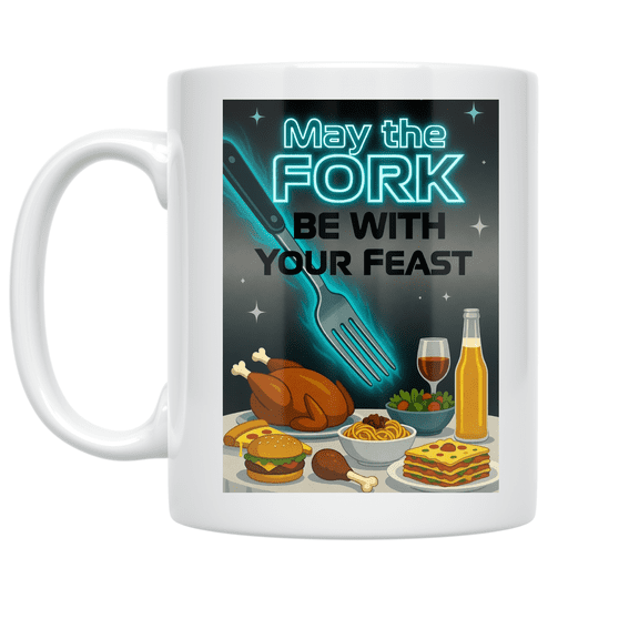 May the Fork Be with Your Feast - Cooking Enthusiast - 11 oz Ceramic Coffee Mug