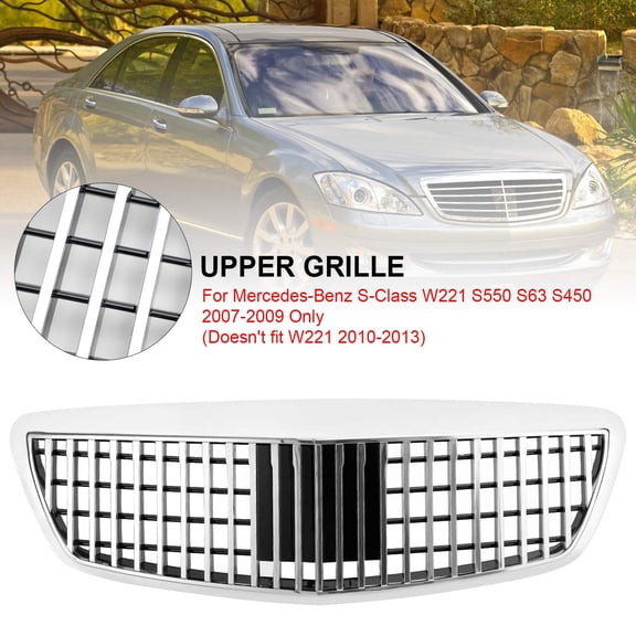 MayBach Style Grille Grill Fit for Benz S-Class W221 S550 S63 S450 2007-2009 Chrome