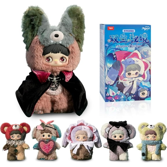 MayMei Twins' Secret Realm Series Plush Blind Box, Stuffed Maymei Blind Box Doll Kawaii Mystery Plush Toys, Collectible Maymei Doll Halloween Xmas Birthday Gift for Girls (7 Possible Styles)