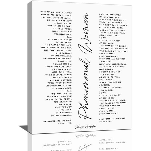 Maya Angelou Quotes Wall Art Inspirational Décor for Office Motivational Quotes Positive Words Canvas Prints Black and White Artwork Phenomenal Woman Wall Art for Bedroom Living Room 12"x16"