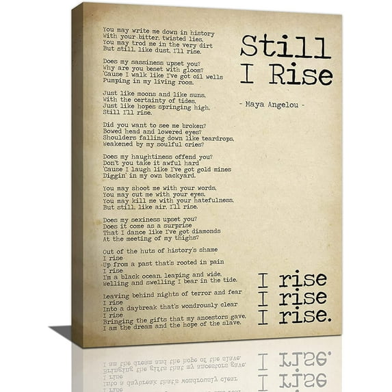 Maya Angelou Quotes Wall Art Still I Rise Inspirational Décor Motivational Quotes Positive Words Canvas Prints Retro African American Artwork for Office Bedroom Living Room Ready to Hang 12"x16"