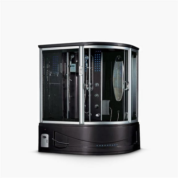 Maya Bath 121 67 x 51 x 88 in. Siena Left Steam Shower, Black