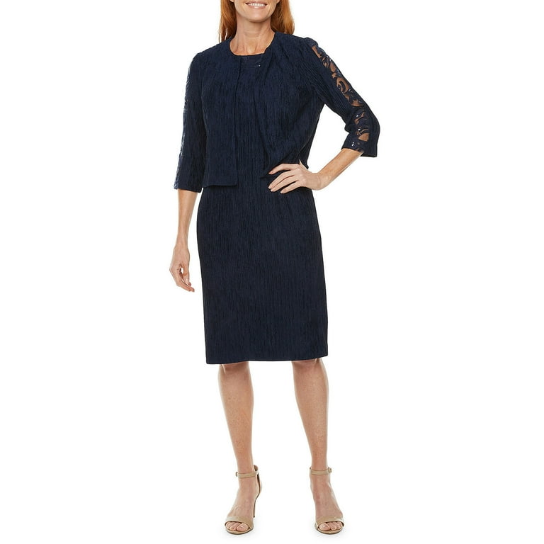 Maya Brooke Women s Embellished Jacket Dress NAVY 16 Walmart