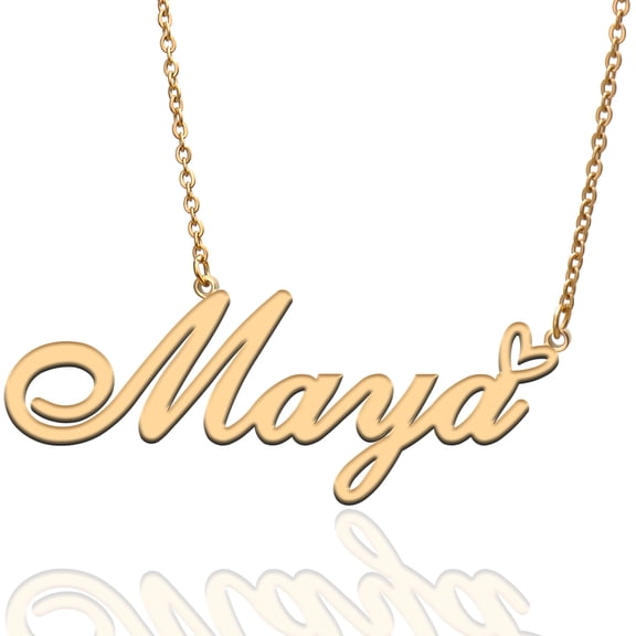Maya Custom Name Necklace Customized Personalized Plated Name Necklace for Mother Daughter Friendship Women Valentine's Day Christmas Birthday New Year Gold