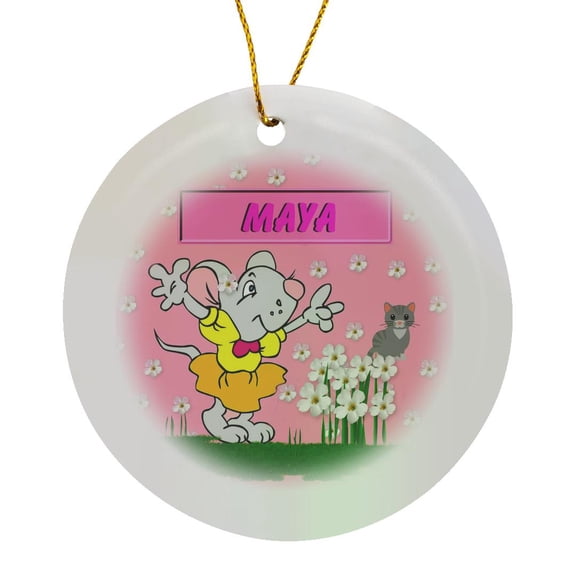 3drose, Maya - Decorative Name Specific Childrens Art, Circle Porcelain Ornament