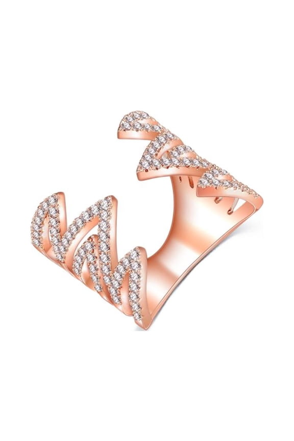 Maya Gold Plated Cubic Zirconia Wrap Ring Adjustable Women Ginger Lyne Collection