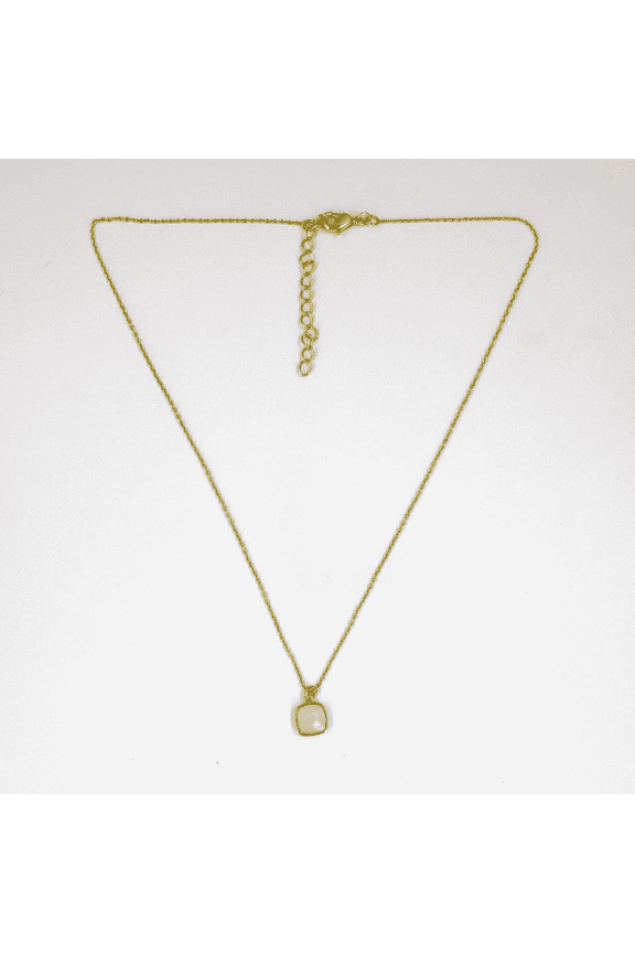 18K Gold Plated Natural Rose Quartz Pendant Necklace for Women