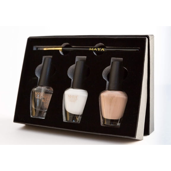 Maya Halal, Breathable & Toxin-Free Vegan Nail Polish (French Manicure Set with Brush). ALT2