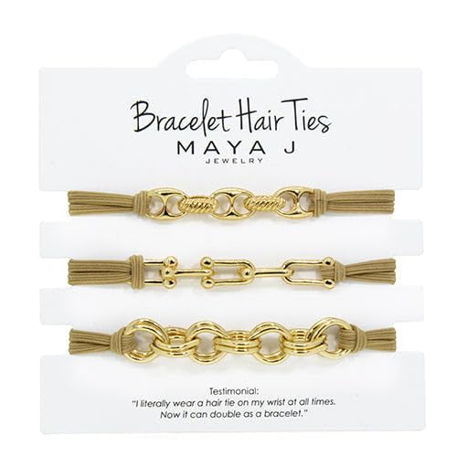 Maya J Beige Elastic Bracelet Hair Tie, 3 pieces, Yellow