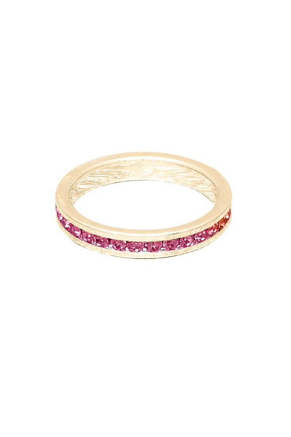 October Birthstone Yellow Gold Stackable Ring, Size 6, Pink Tourmaline