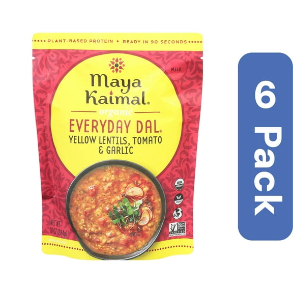 Maya Kaimal Yellow Lentil Dal with Tomato and Garlic 10 oz (Pack Of 6)