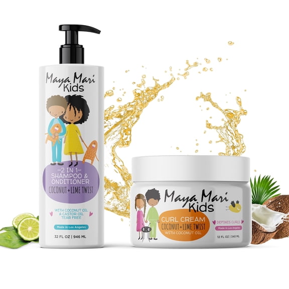 Maya Mari Kids Curl Conditioning Kit 2 -Piece Set - Kids 2-in-1 Shampoo and Conditioner and Curl Cream by Los Angeles Brands
