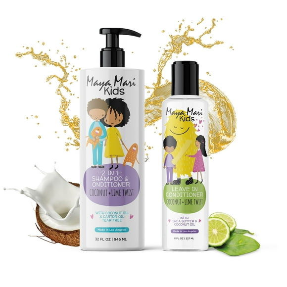 Maya Mari Kids - Curly Hair Kids Ultimate Curls 2-Piece Set - 2-in-1 Shampoo and Conditioner and Leave-In Conditioner by Los Angeles Brands