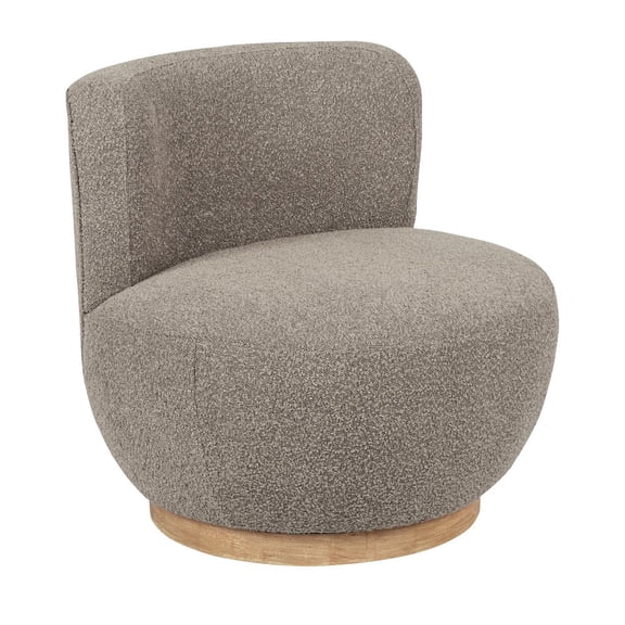 Maya Occasional Swivel Chair in Modern Silver Boucle Fabric on a Solid Wood Base
