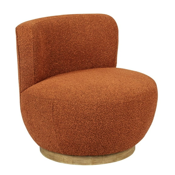 Maya Occasional Swivel Chair in Modern Rust Boucle Fabric on a Solid Wood Base