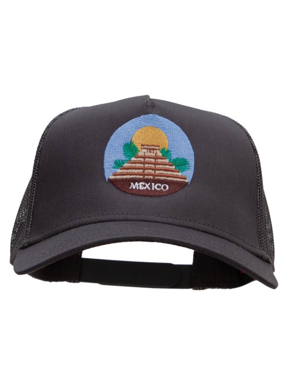 Maya Pyramid Embroidered Twill 5 panel Mesh Back Cap - Charcoal OSFM
