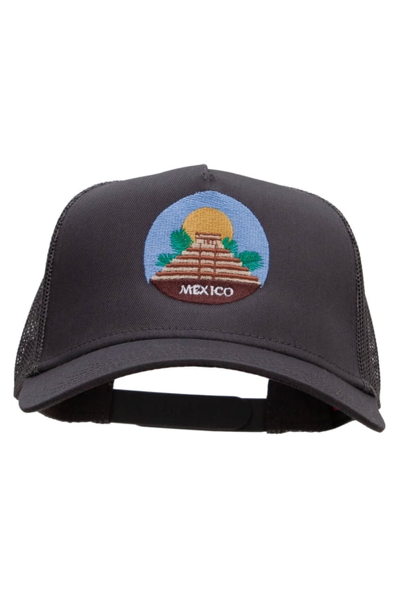 Maya Pyramid Embroidered Twill 5 panel Mesh Back Cap - Charcoal OSFM