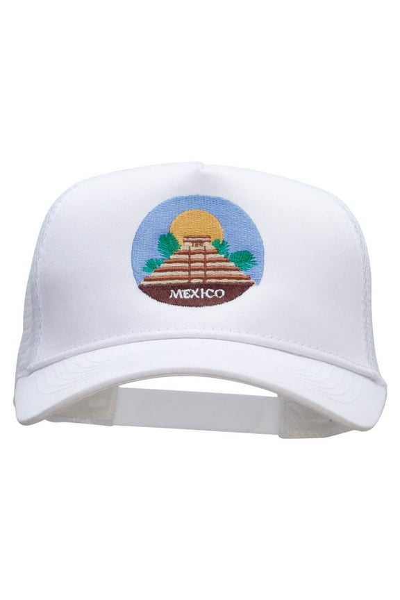 Maya Pyramid Embroidered Twill 5 panel Mesh Back Cap - White OSFM