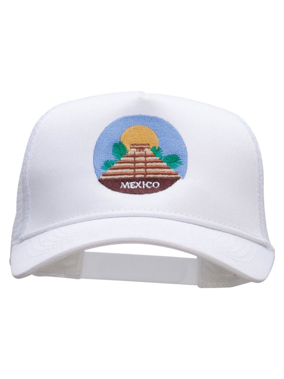 Maya Pyramid Embroidered Twill 5 panel Mesh Back Cap - White OSFM