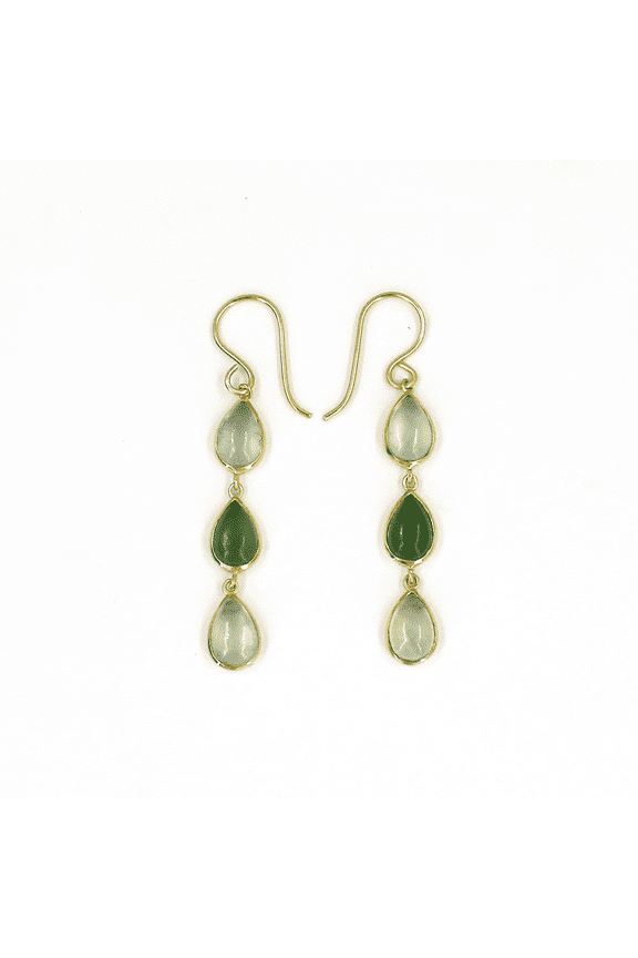 18k Rose Gold-Plated Natural serpentine And Prehnite gemstone Drop Earrings For Her