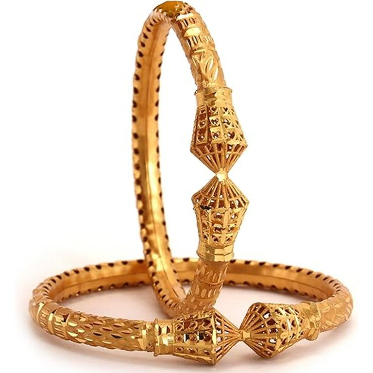 Maya Vera Indian Handcrafted Gold Plated Kangan Bangles Set of 2 Gift For Her Bollywood Designer Jewelry Bangle Bracelets In Gold Tone For Women