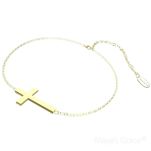 Maya's Grace Adjustable Cross Ankle Bracelet for Women - Gold