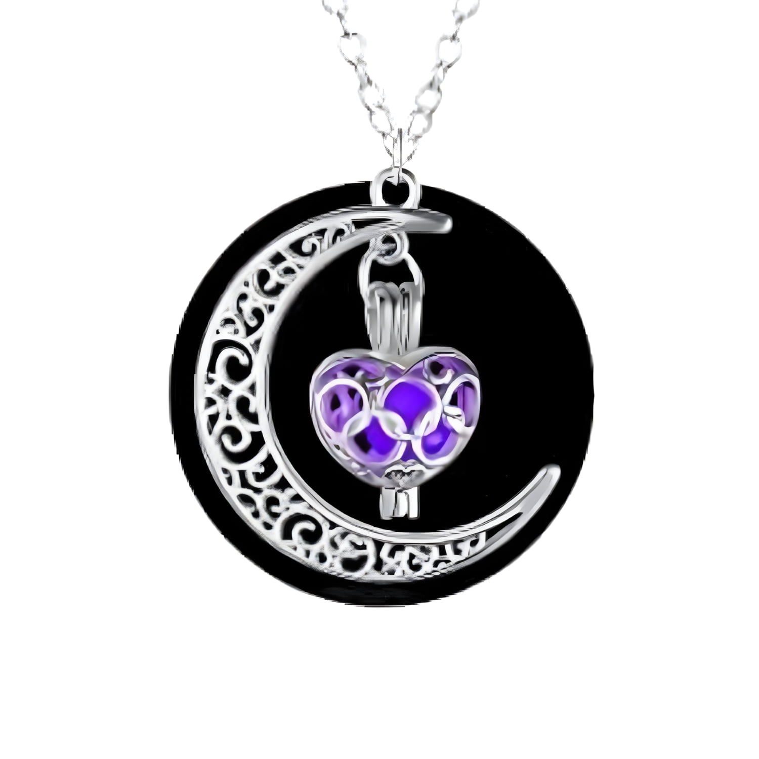 The Dark Silver Moon Necklace Glowing Blue Moon Charm Fairy Glowing  Necklace Glow Jewelry | Fruugo IE