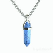 Maya's Grace Gem Stone Quartz Pendant Natural Crystal Necklaces for Women Girls Color Clear Black Blue Turquoise Pink Purple Flashback Kotic