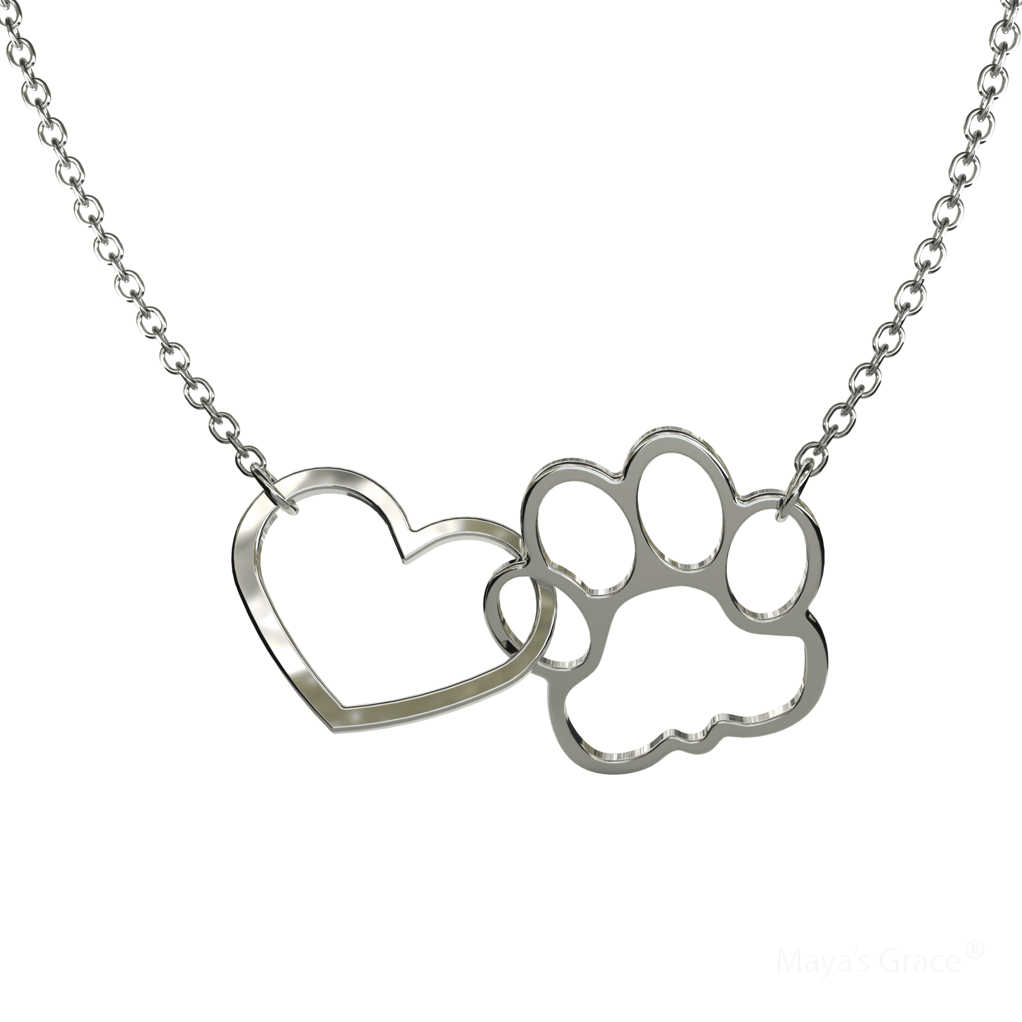 Buy Dainty Sterling Silver Double Dog Paw Print Outline Necklace, 16