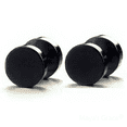 thumbnail image 1 of Maya's Grace Round Barbell Dumbbell Flat Back Disc Stud Earrings Unisex - Black, 12mm, 1 of 6