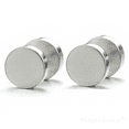 thumbnail image 1 of Maya's Grace Round Barbell Dumbbell Flat Back Disc Stud Earrings Unisex - Silver, 6mm, 1 of 6